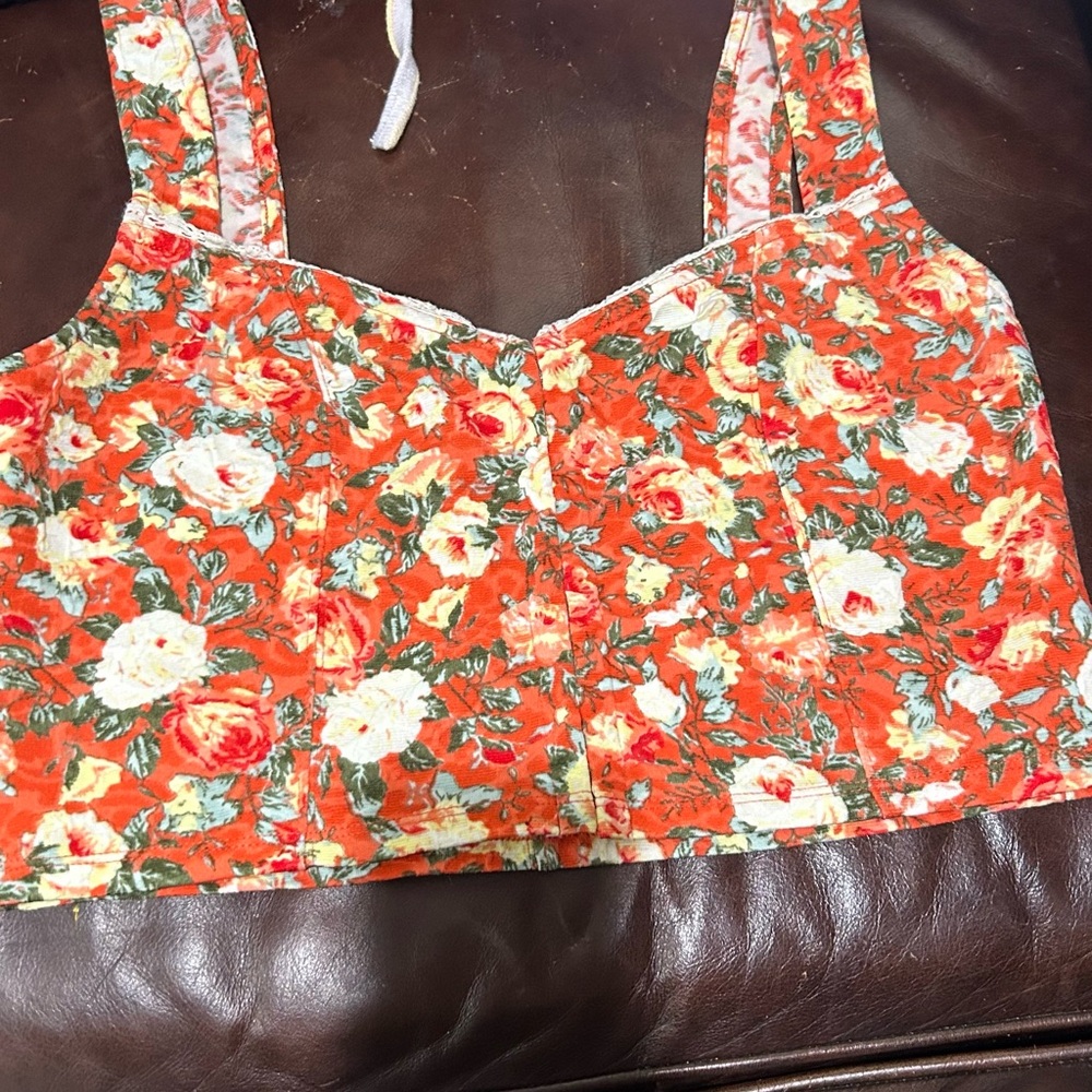 Floral Orange Crop Top